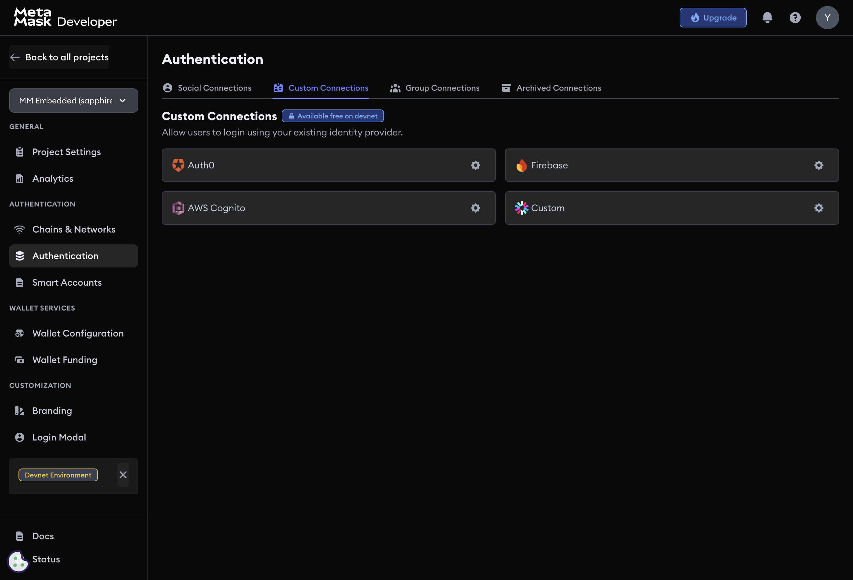 Authentication Custom Connections